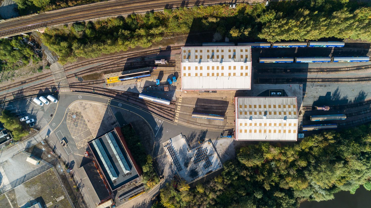 drone overhead photograph of W.H Davis Waggon Services Ferrybridge site