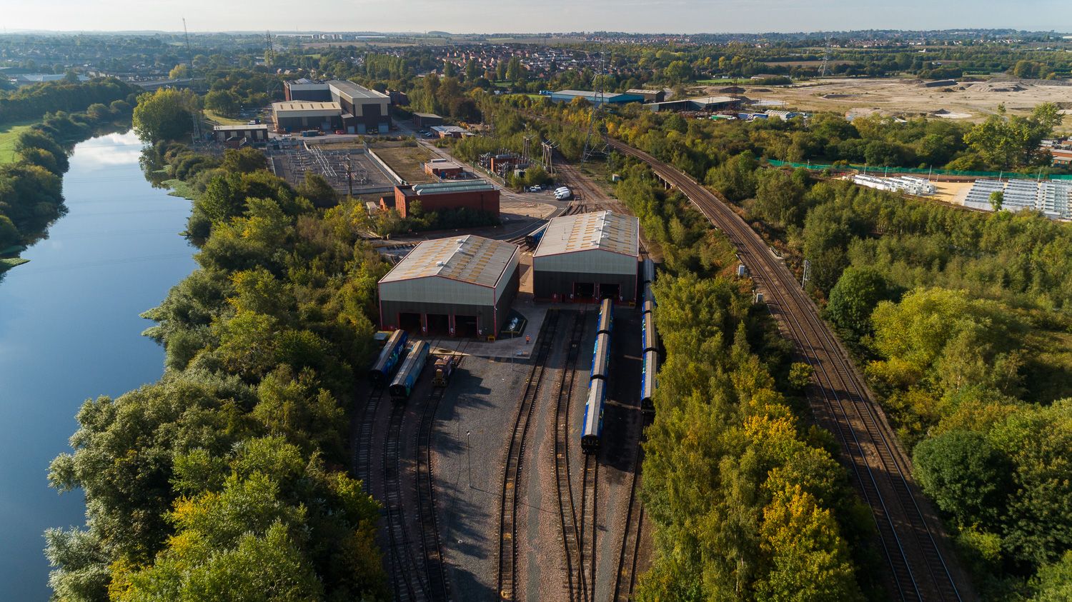 drone photograph of W.H Davis Waggon Services Ferrybridge site