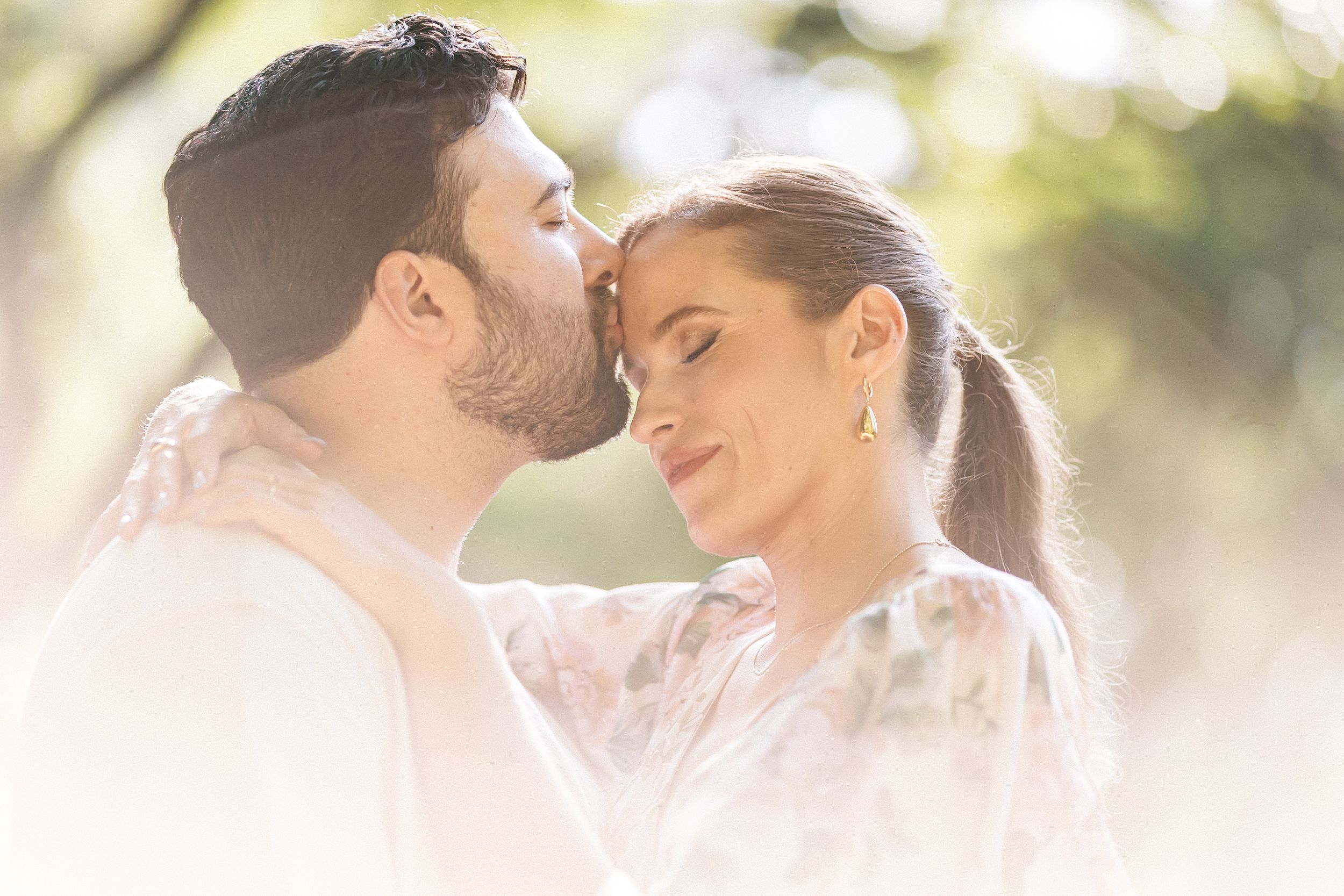 Intimate engagement portrait at Monserrate Palace in Portugal