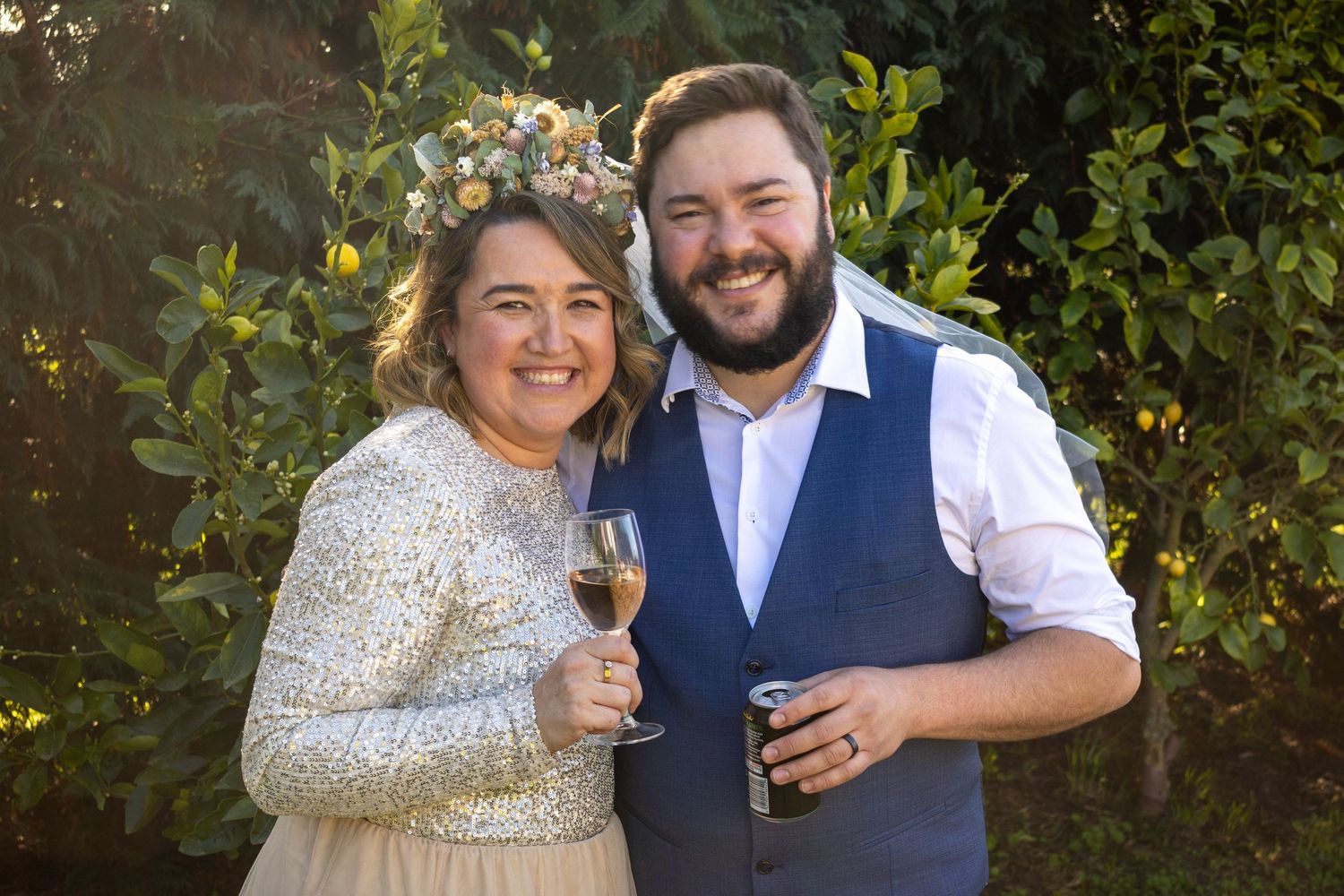 A happy bride and groom