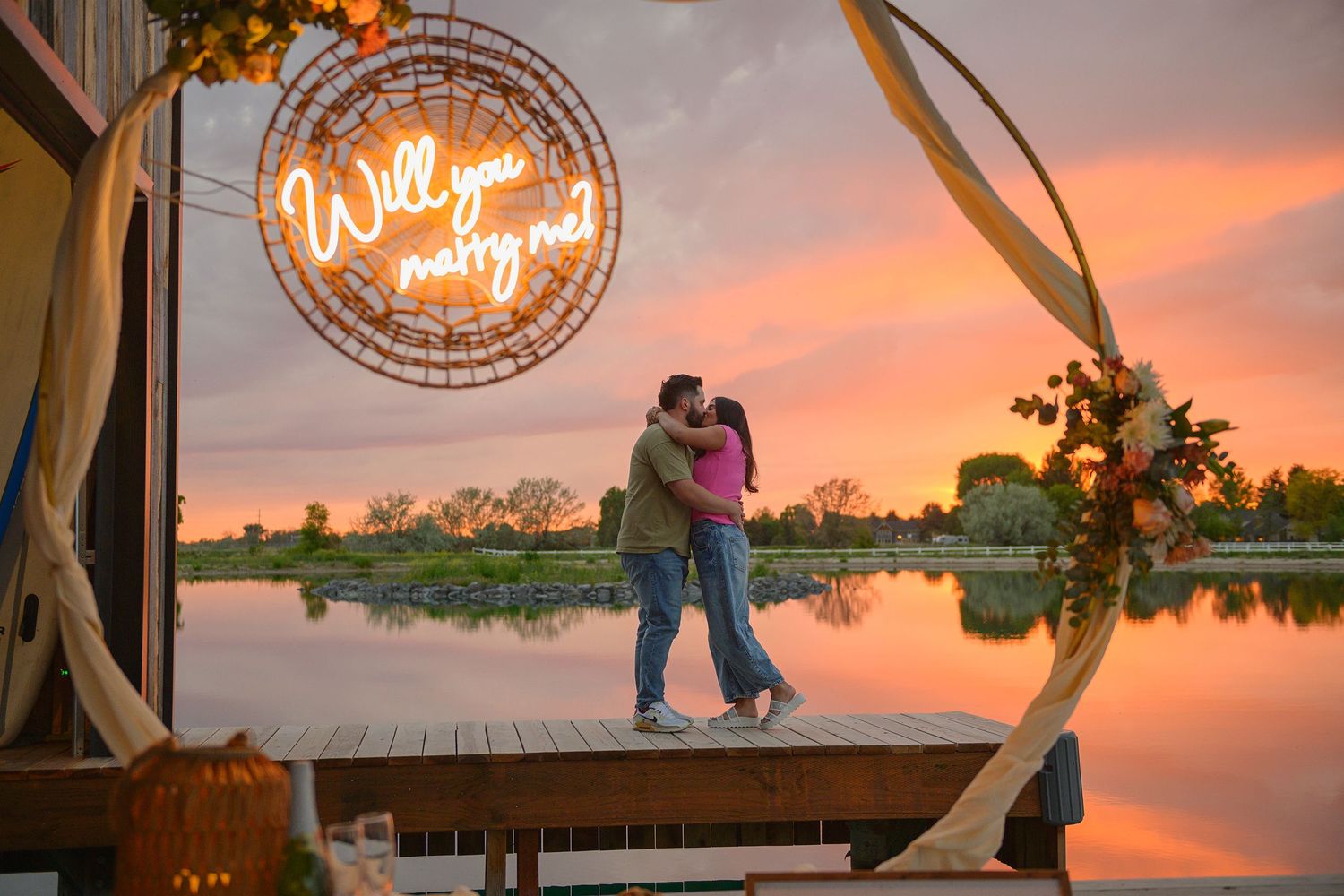 ShutterGirl Photography professional wedding photographer in blackfoot idaho wedding proposal on private late at sunset