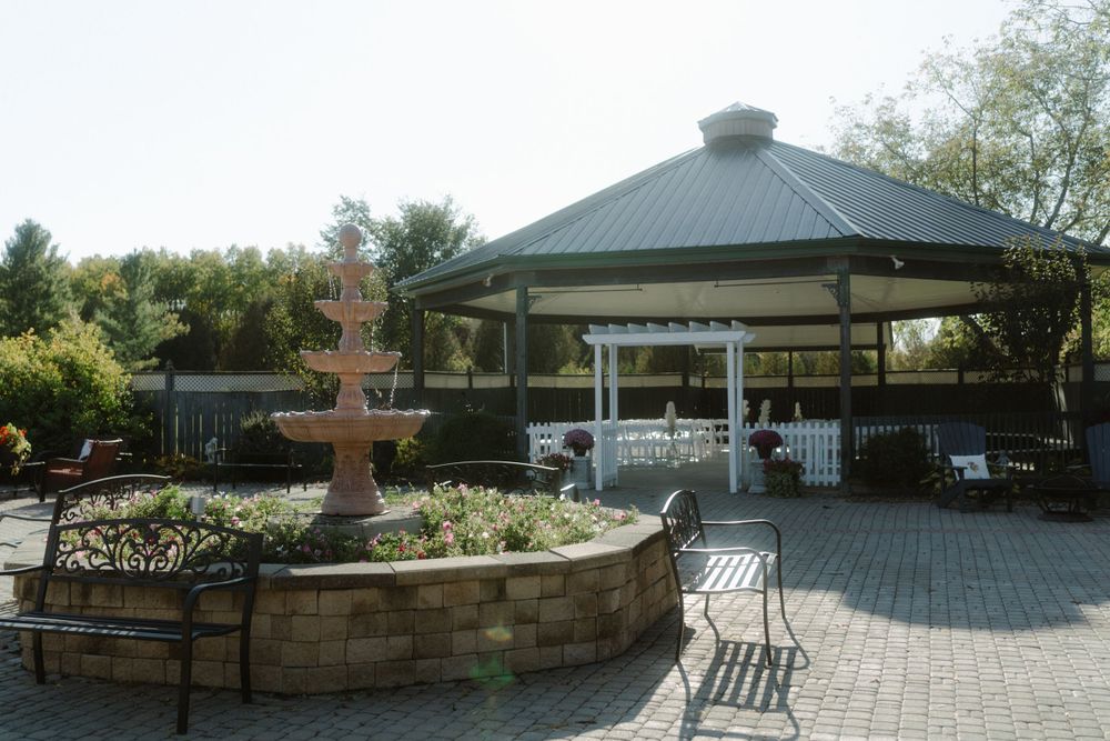 Romantic photo of a venue a small wedding ceremony, during an intimate wedding day.