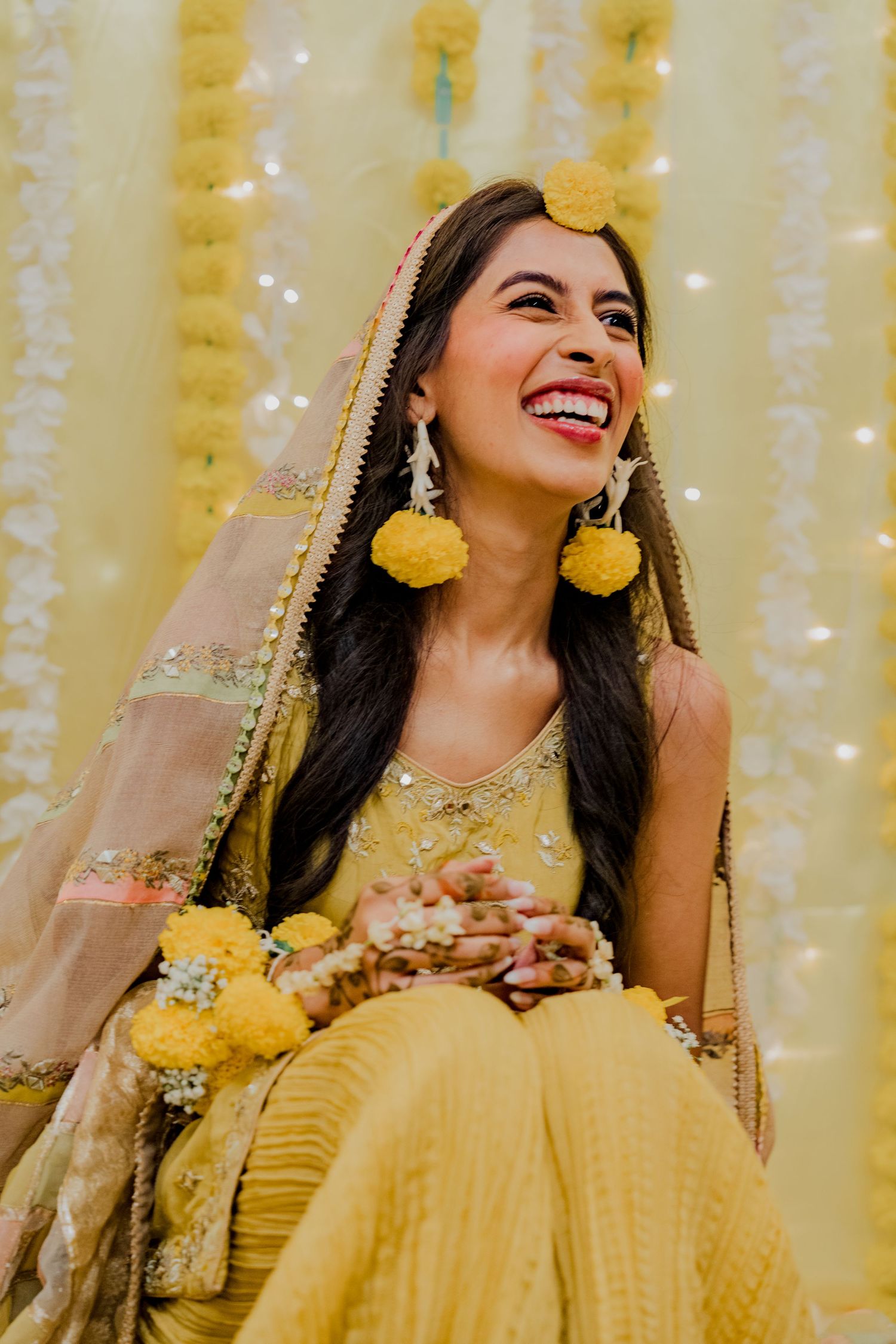 Elegant bridal portrait during pre-wedding festivities