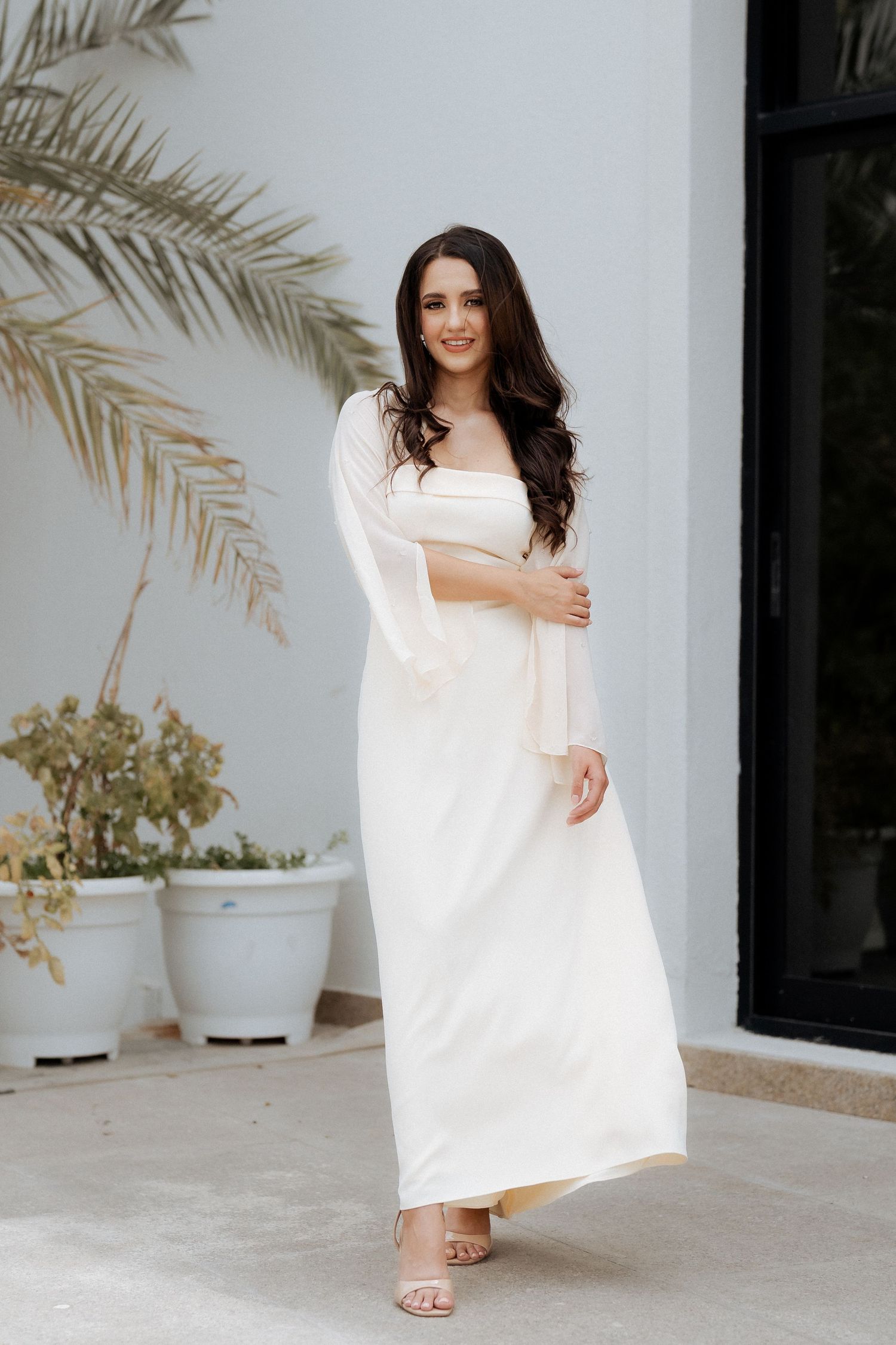 Bride walking gracefully during civil marriage ceremony