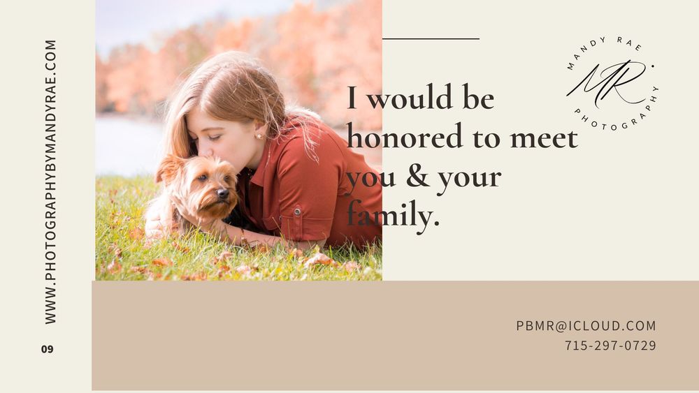 Warm-toned photography website design template with beige and coral color scheme.