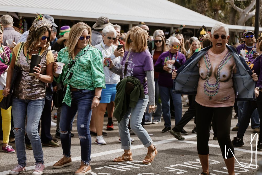A large crowd of people wait in line at an outdoor event on a sunny day.