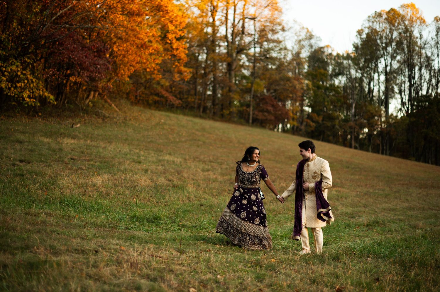 Wedding couple at peeks of otter in Virginia at golden hour