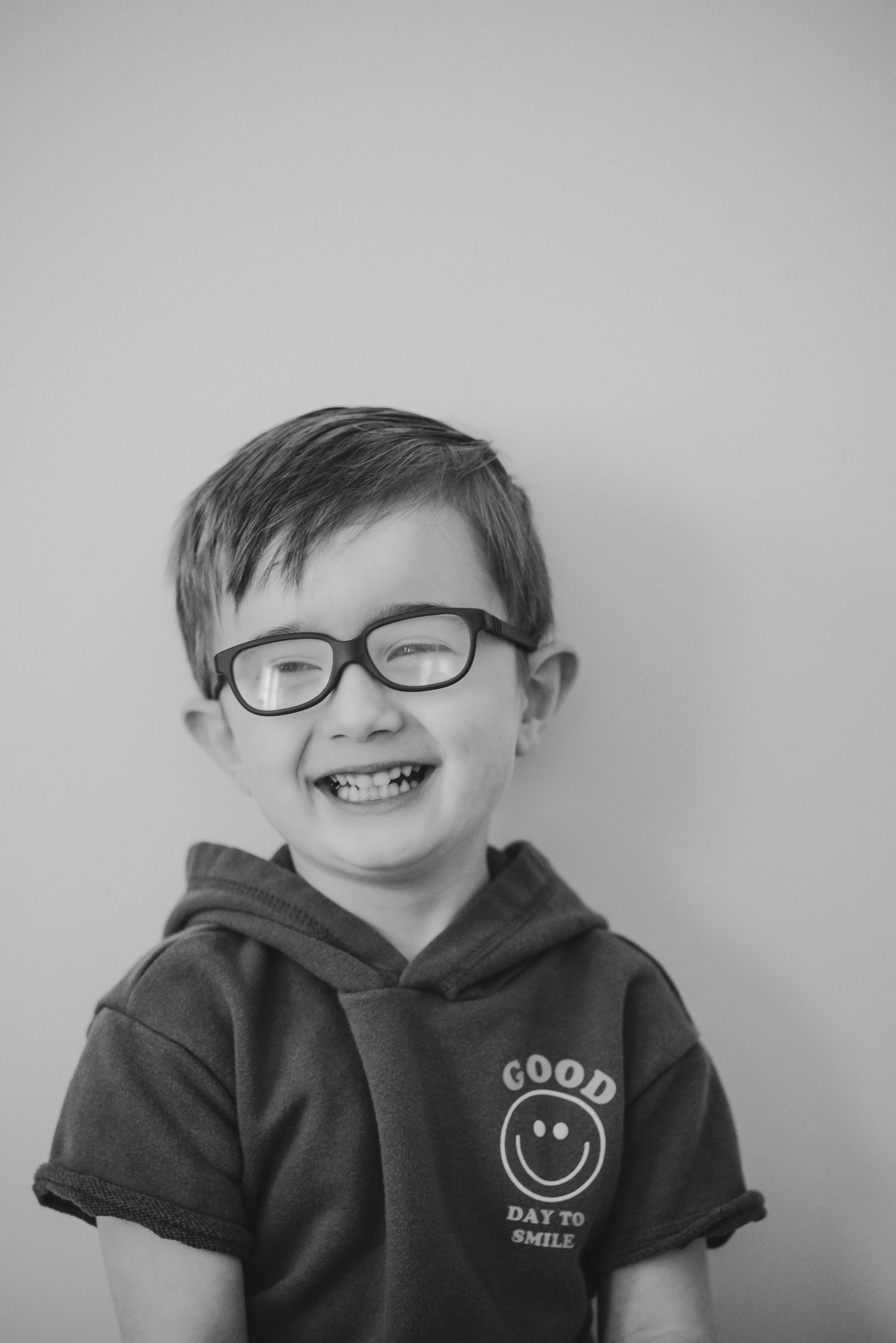 Kids personality portrait in black-and-white at the studio on the alley in Zionsville, Indiana