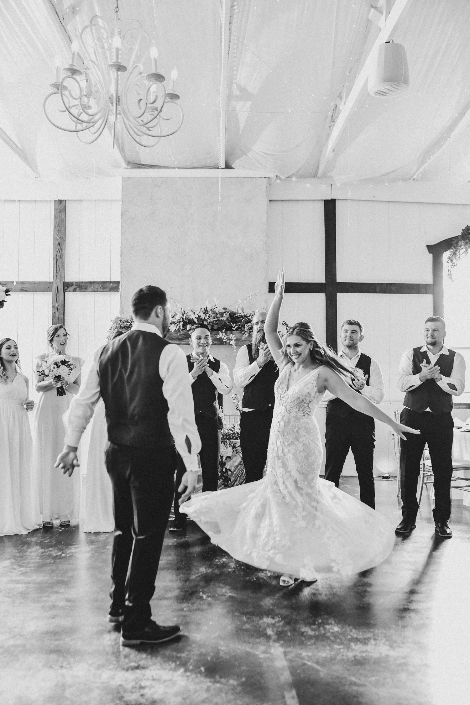 Bride and groom sharing a timeless portrait moment during their elegant spring wedding celebration.