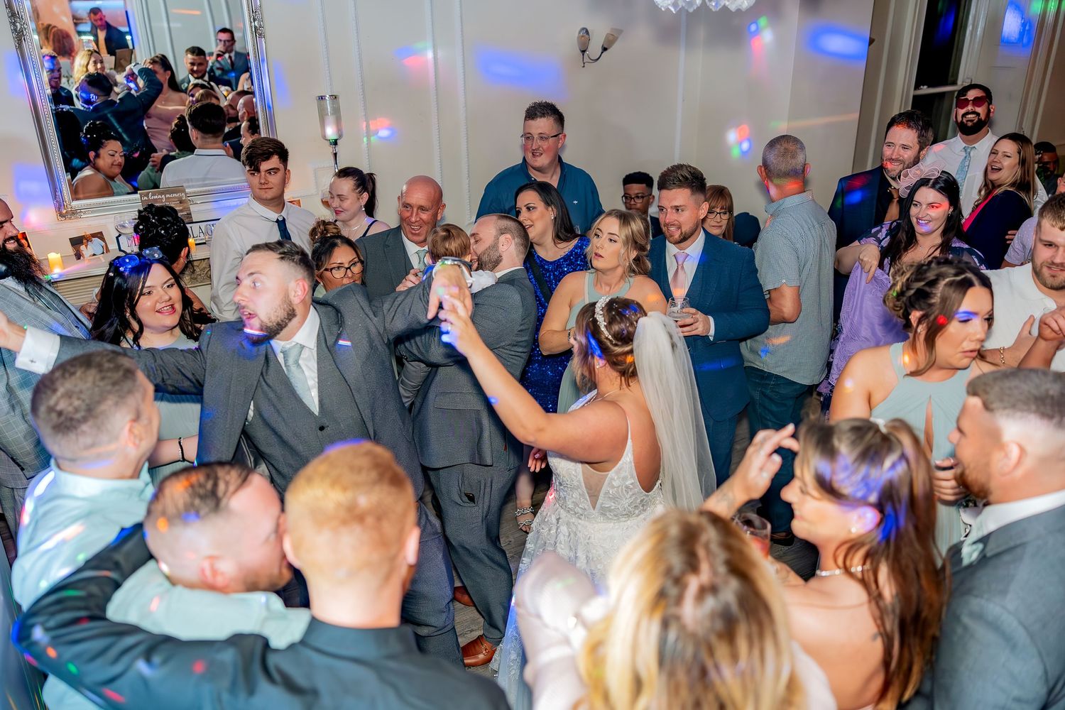 Documentary wedding photography capturing evening celebrations.