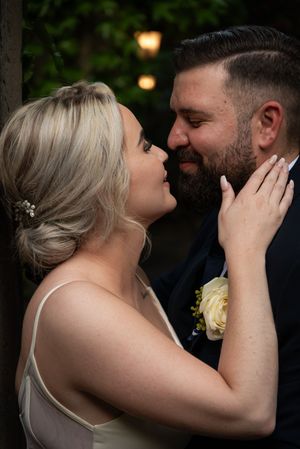 Bride and groom intimate portrait during wedding in Gauteng with natural, romantic style