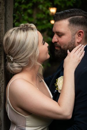 Bride and groom close portrait during wedding in Gauteng with natural, intimate style