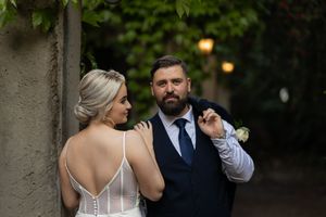 Bride and groom portrait at wedding venue in Gauteng with natural, relaxed style