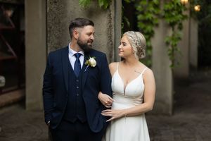 Bride and groom walking together at wedding venue in Gauteng with natural, relaxed style
