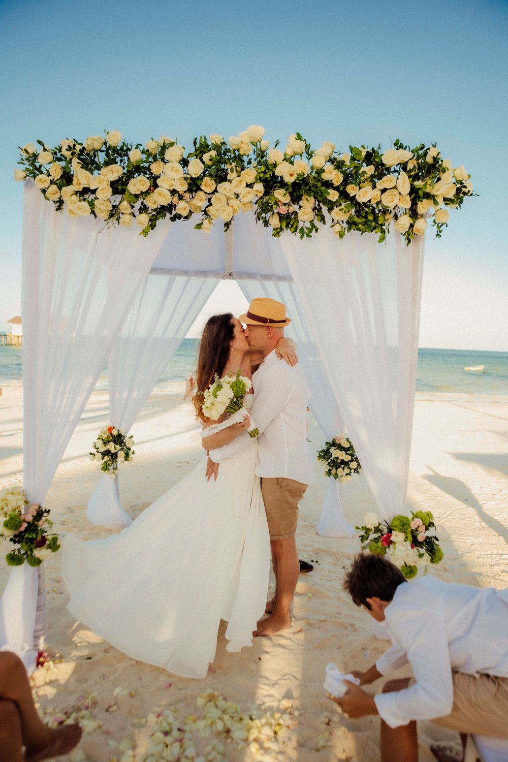 Wedding portraits with dramatic Zanzibar sky