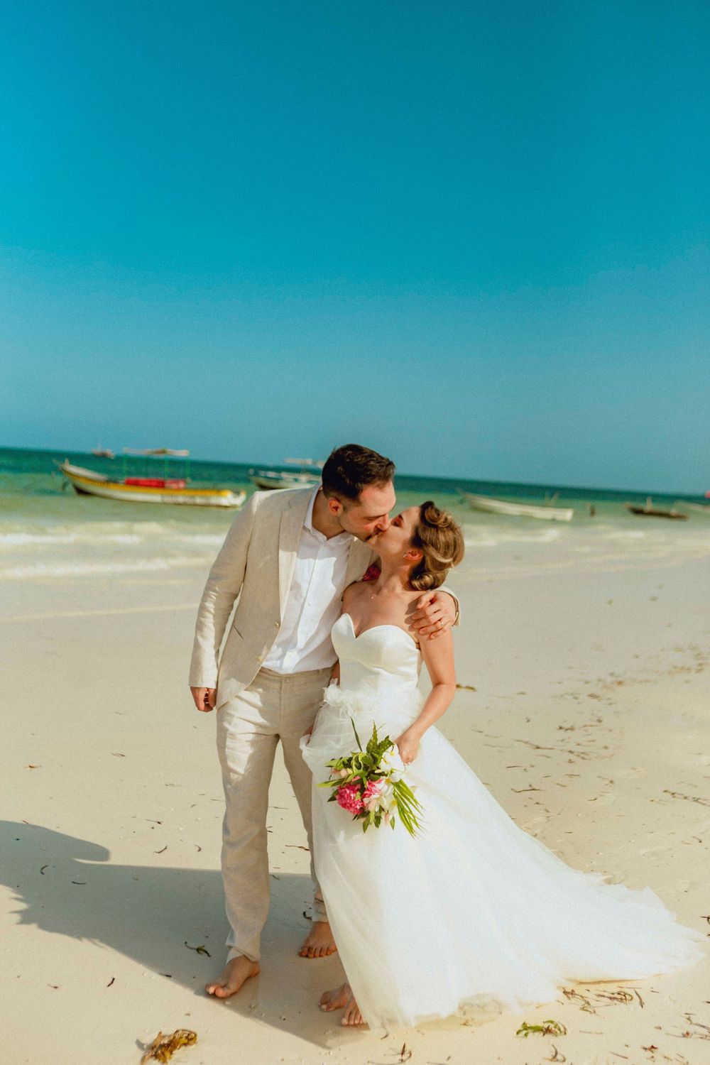 Bride and groom sunset portraits in Zanzibar