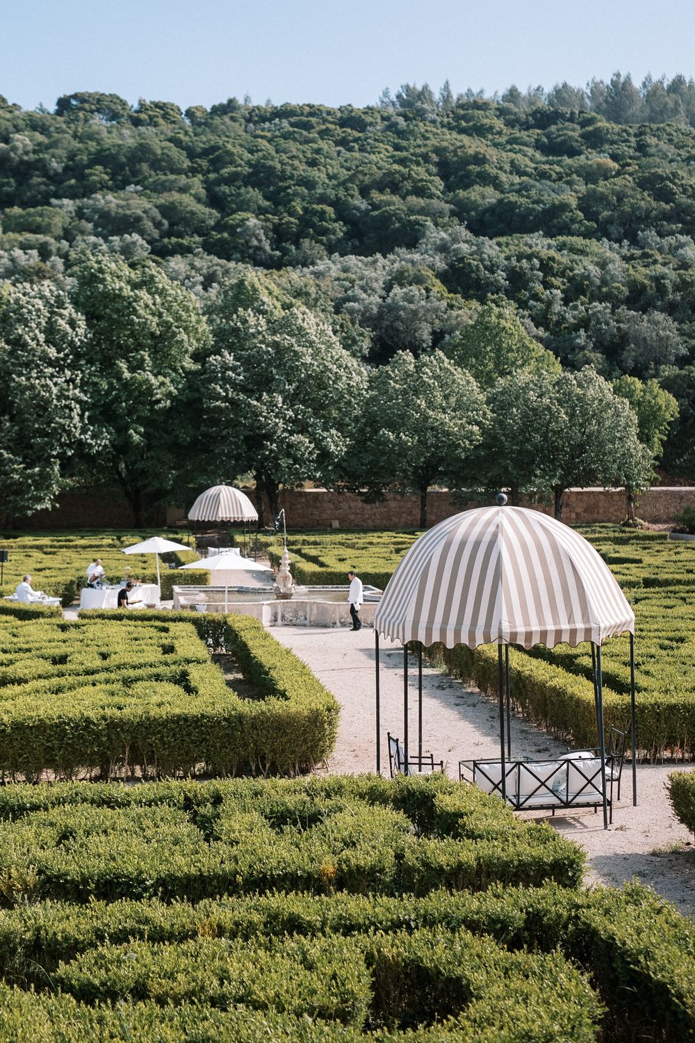 Aerial view of Palácio do Correio-Mor gardens during luxury Indian wedding reception in Portugal