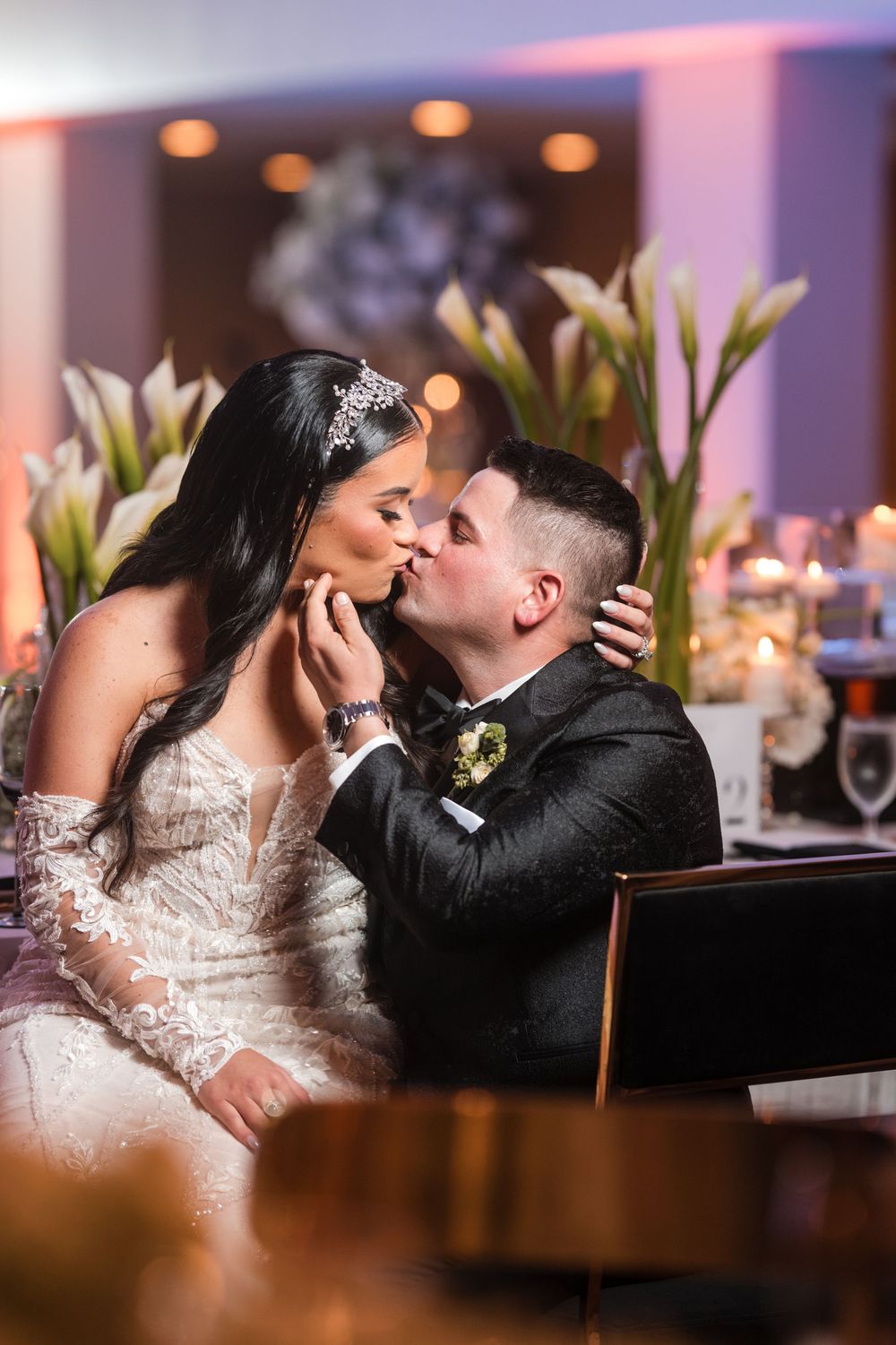 Couple dancing closely during wedding reception at Royal Sonesta San Juan