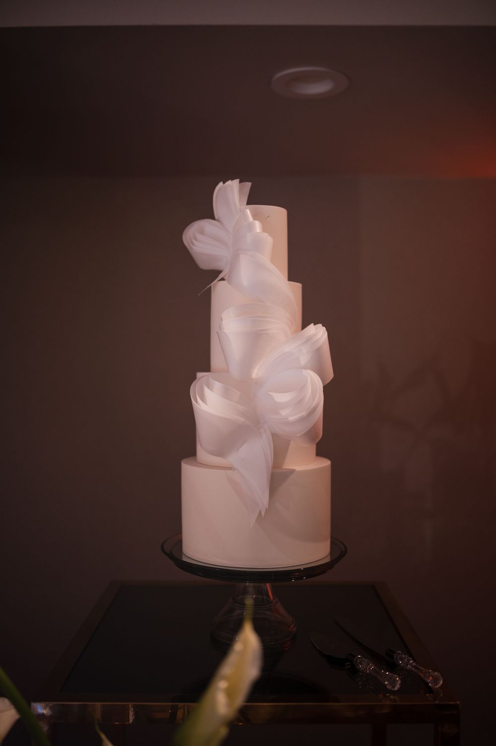 Wedding cake displayed during reception at Royal Sonesta San Juan in Isla Verde Puerto Rico