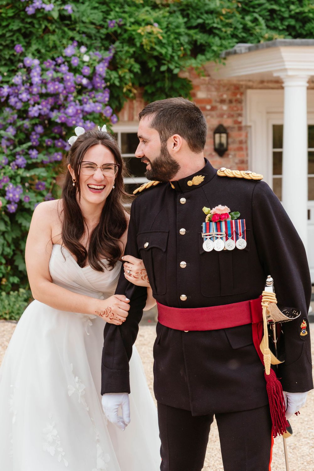 Syrencot House wedding venue Wiltshire Georgian manor colourful portrait of couple