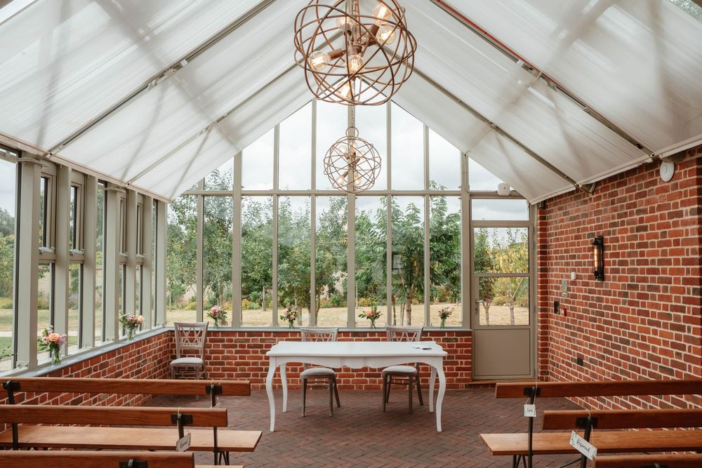 Syrencot House wedding venue Wiltshire Georgian manor inside the glasshouse