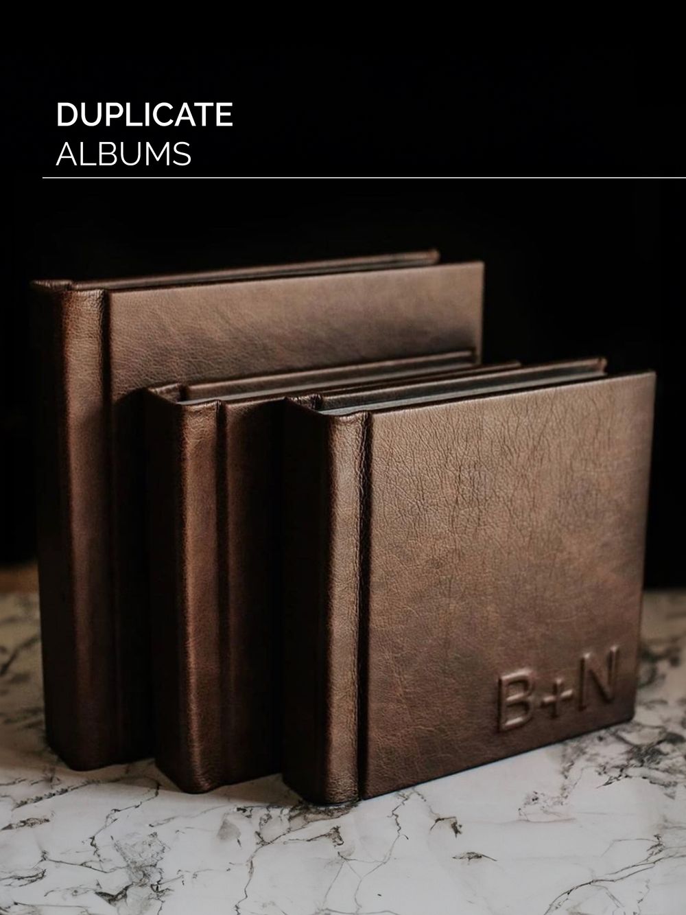 Close-up of a luxury heirloom wedding album with premium leather and custom embossing. Elegant, high-end fine art wedding book for couples.