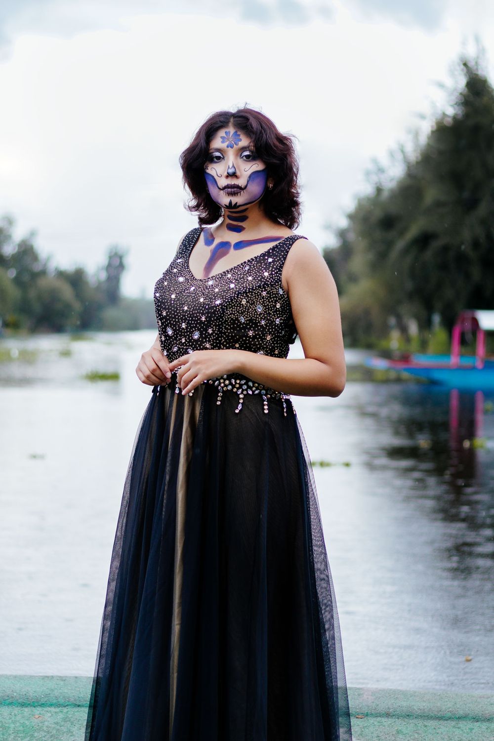 Sesión de fotos con temática de catrinas en Xochimilco, Ciudad de México