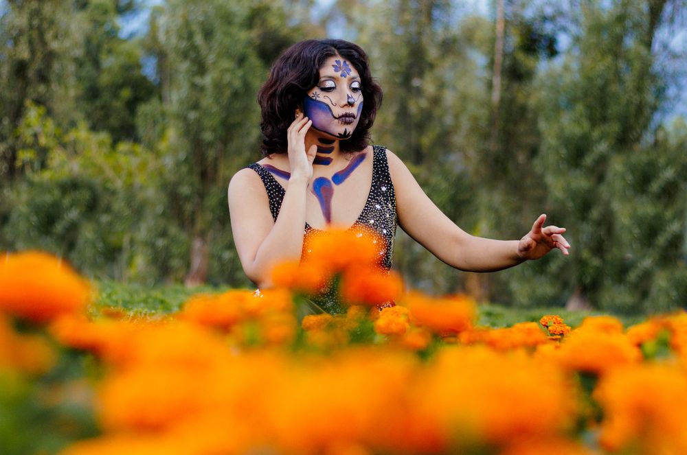 Sesión de fotos con temática de catrinas en Xochimilco, Ciudad de México