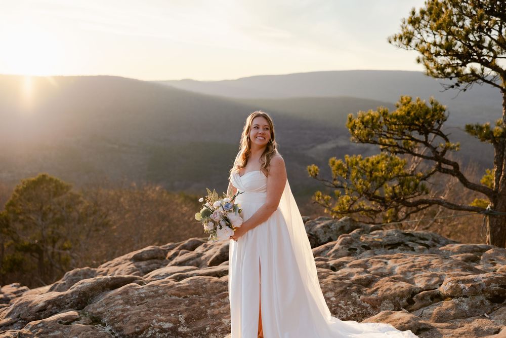 bride at sams throne arkansas elopement