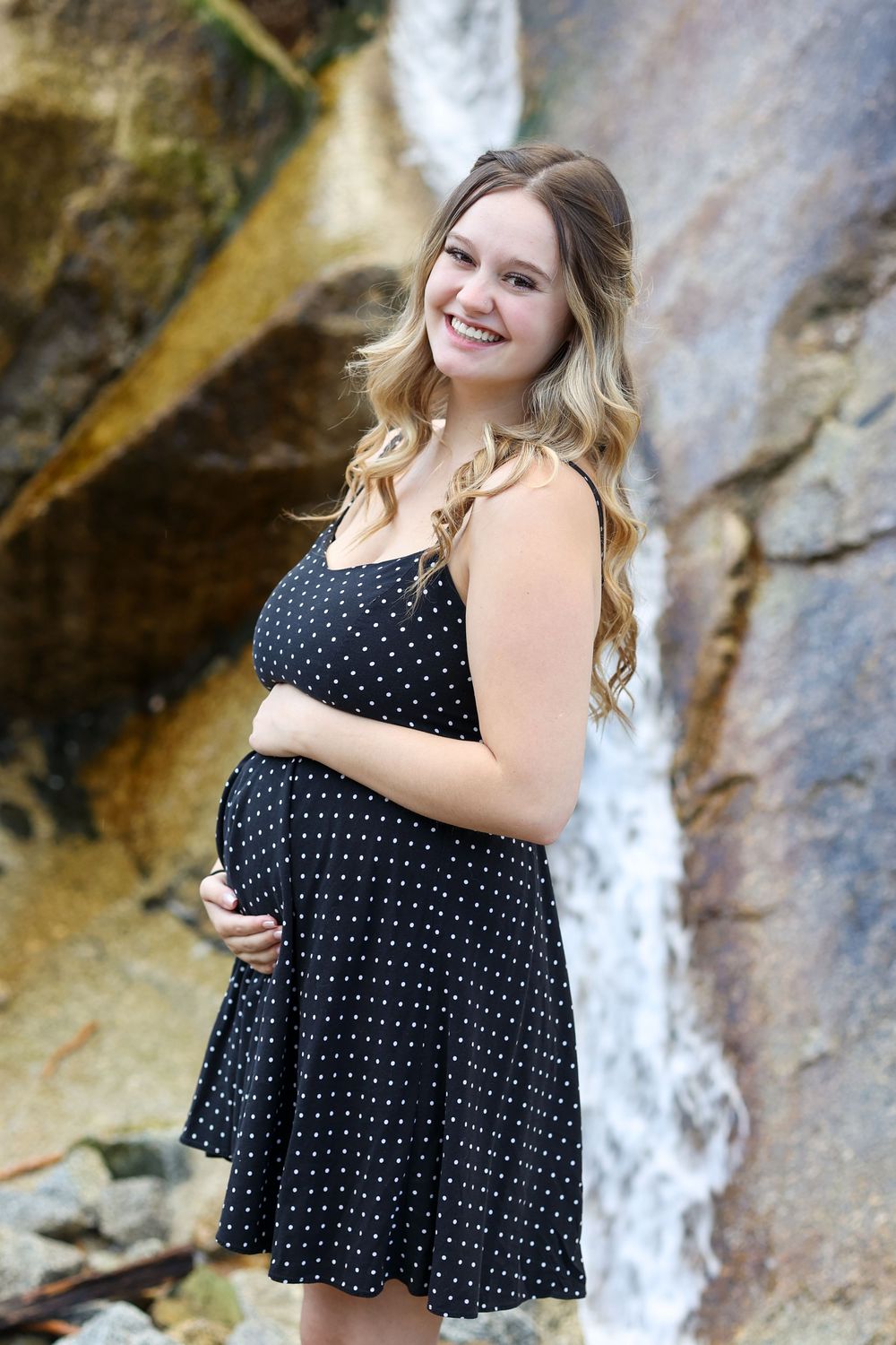 Maternity photo by waterfall