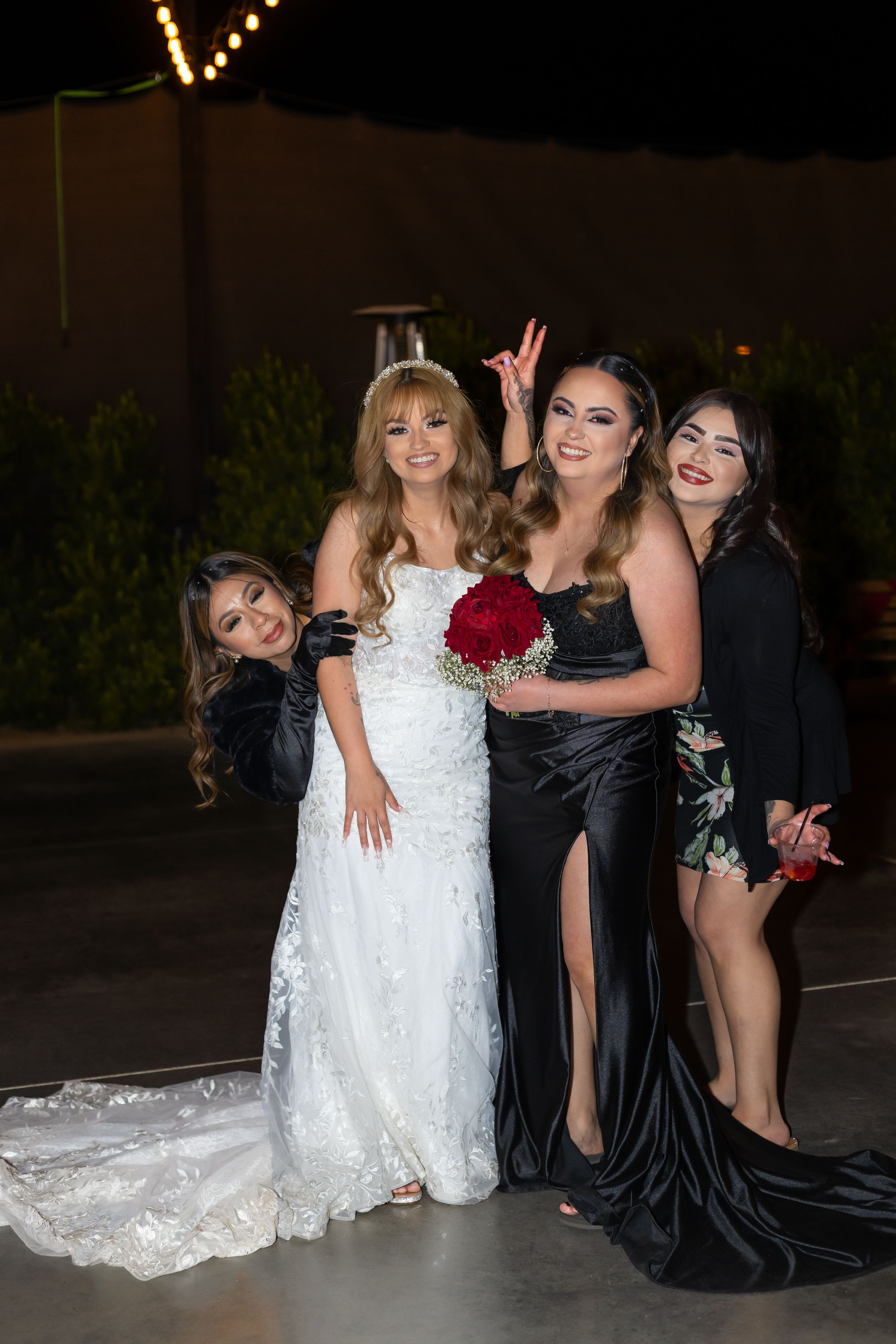 Wedding party in Buckeye Arizona poses in elegant formal attire.