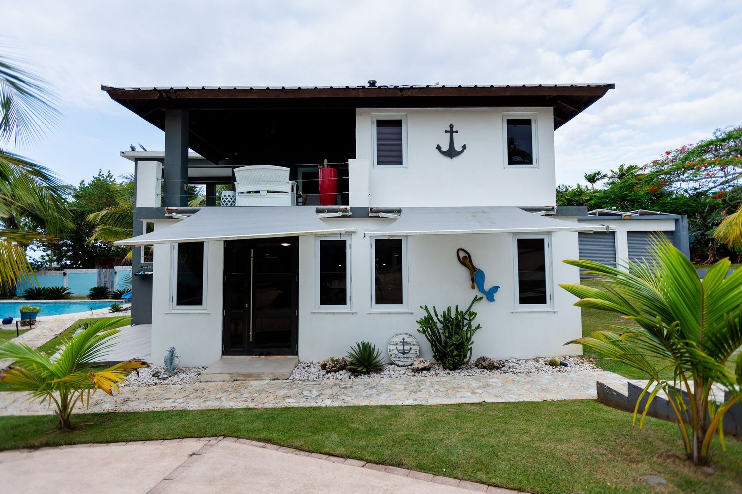 Front view of house. Beach house in Vega Baja, Puerto Rico.