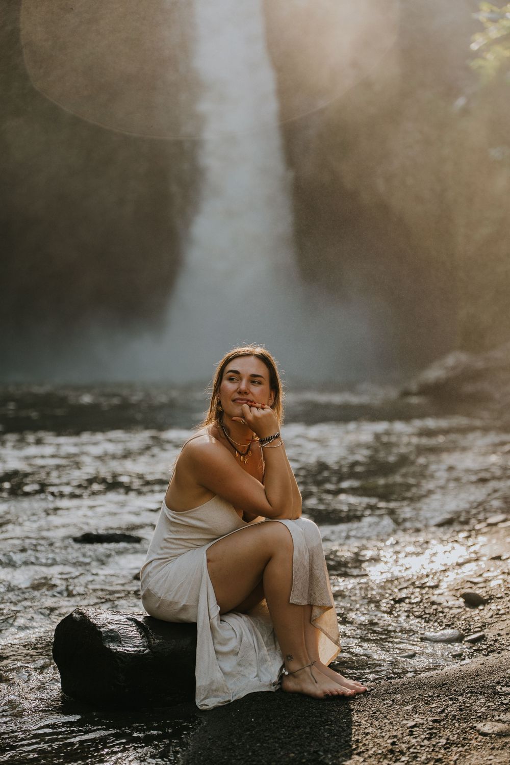 Lifestyle photography at Blangsinga Waterfall.