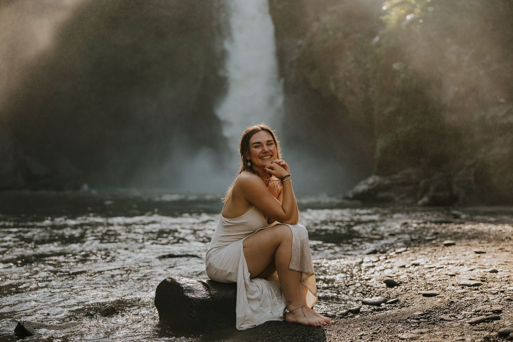 Lifestyle photography at Blangsinga Waterfall.