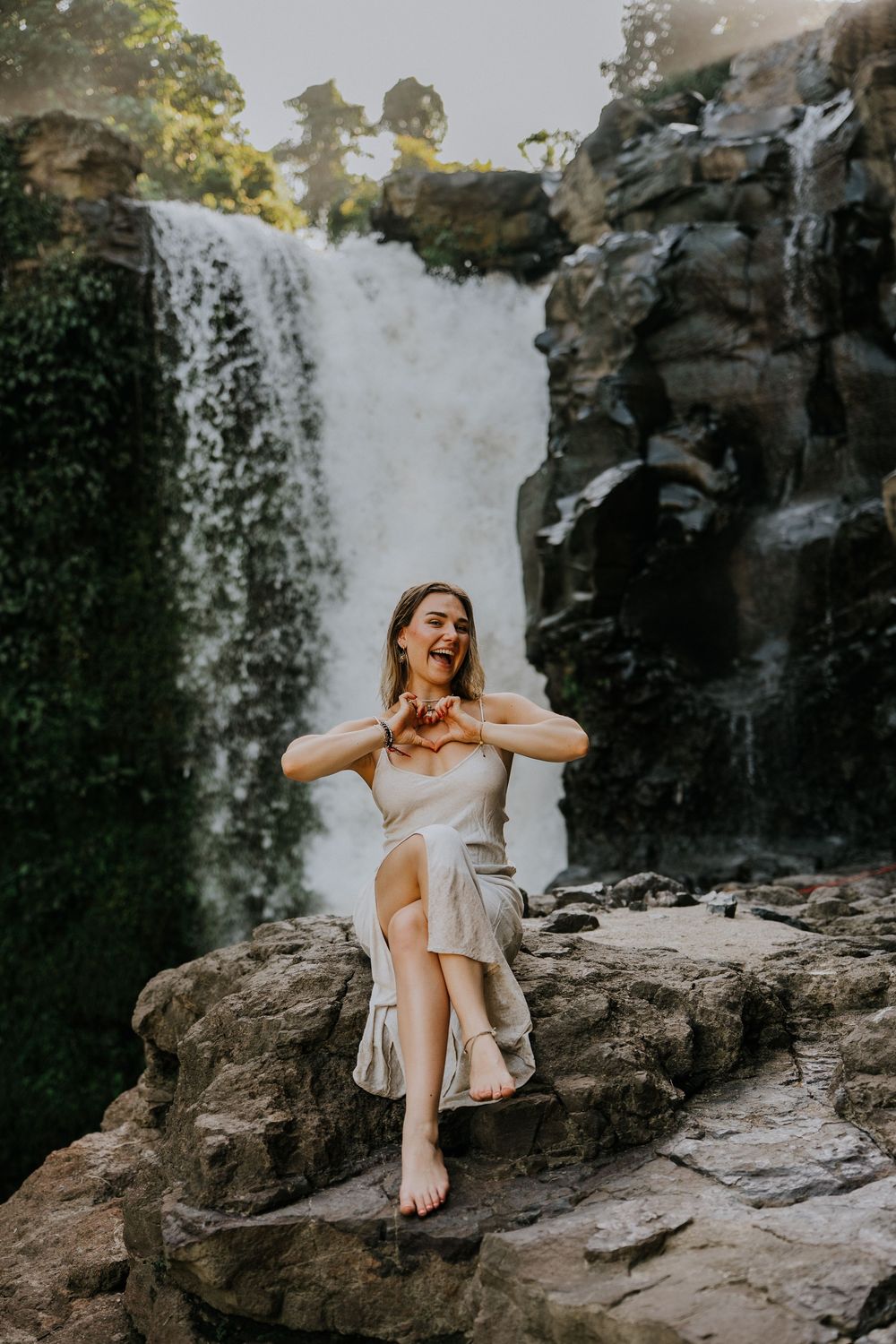 Lifestyle photography at Blangsinga Waterfall.