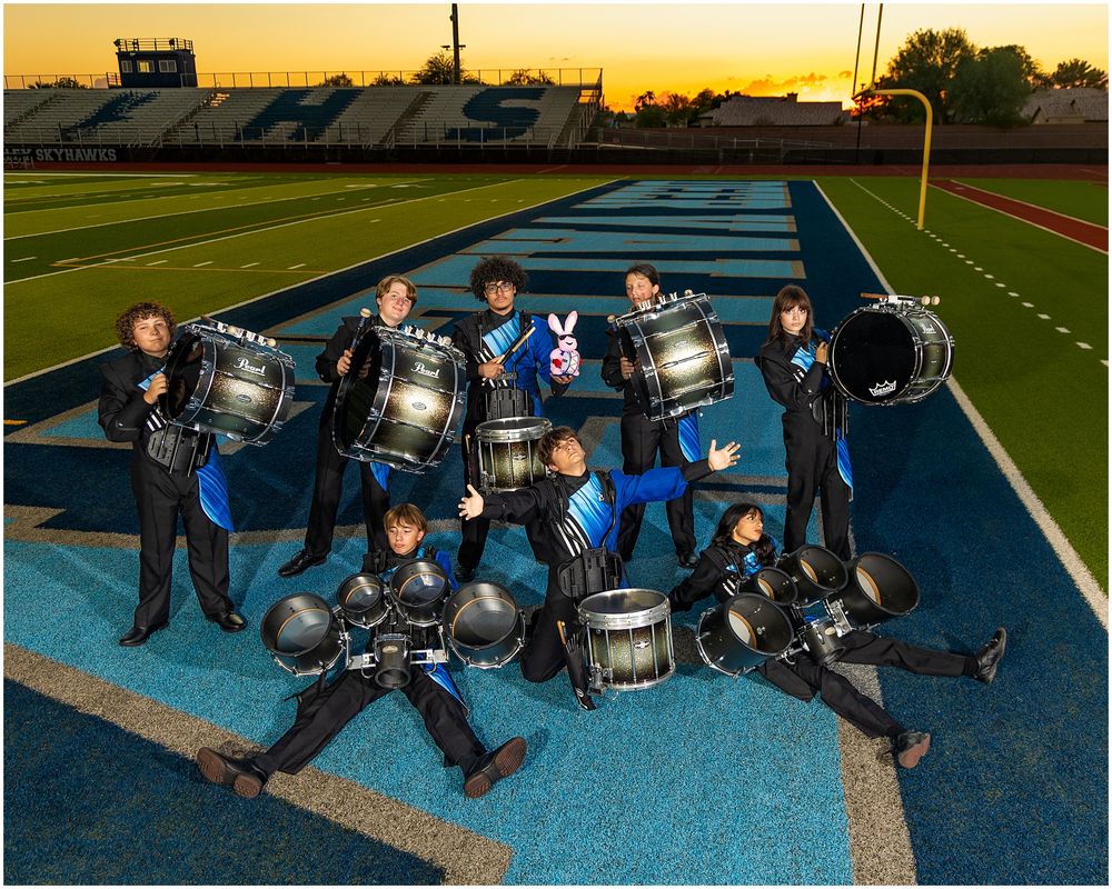 Phoenix AZMBA Marching Band Pictures senior BANNERS Anjeanette Photography High School AZ halftime performance photos