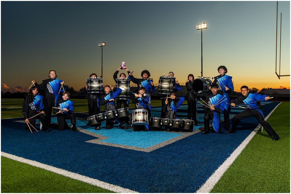 Phoenix AZMBA Marching Band Pictures senior BANNERS Anjeanette Photography High School AZ halftime performance photos