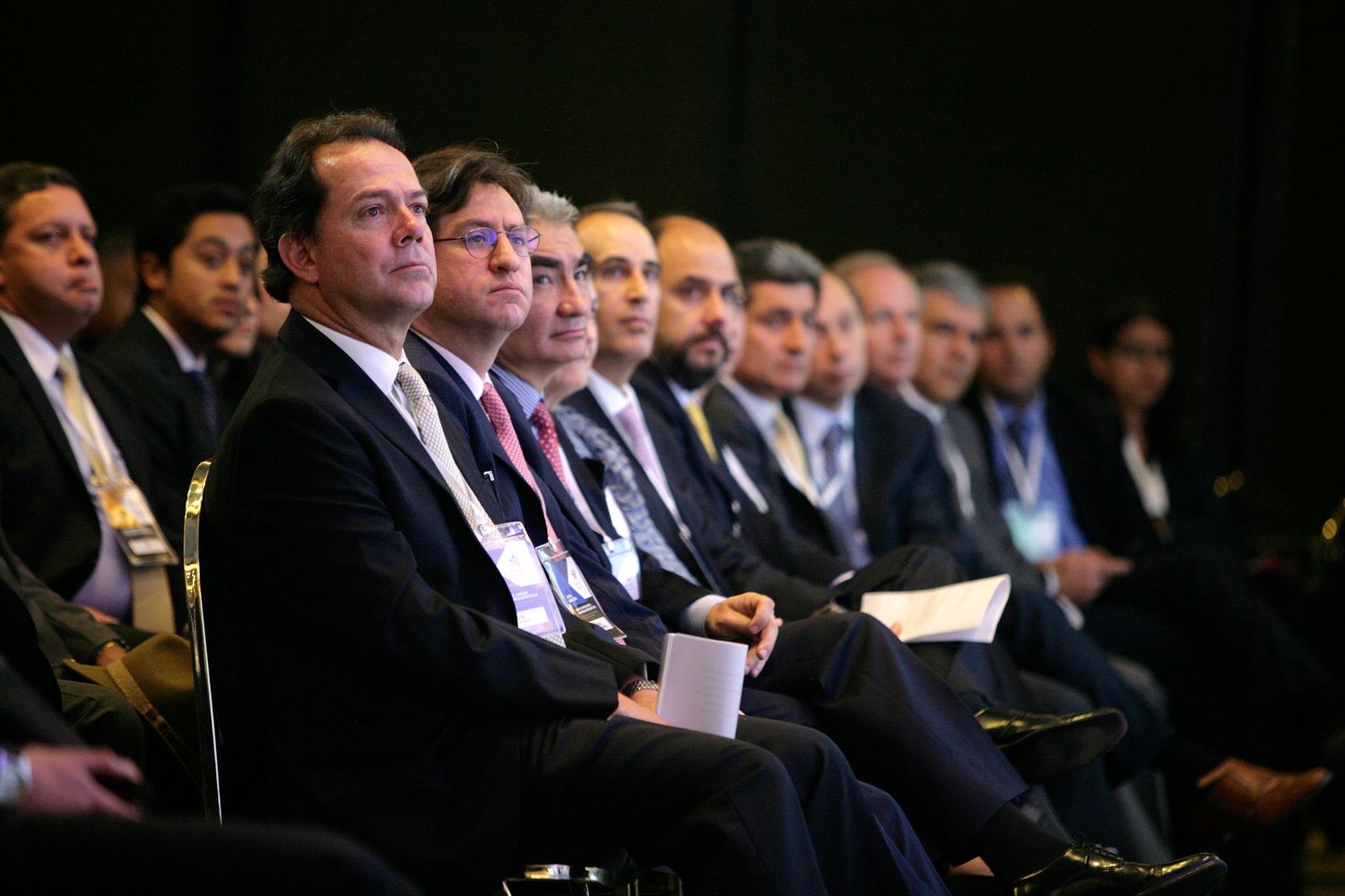 People attend a conference.