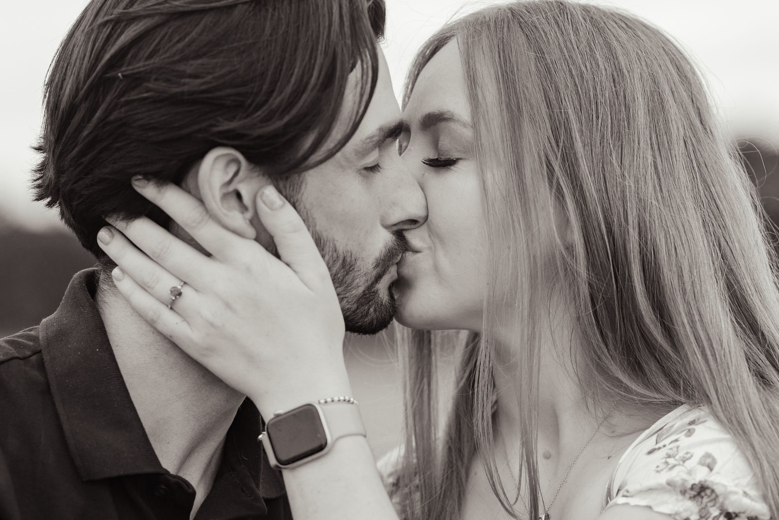 Intimate close-up shots of a couple sharing tender moments.