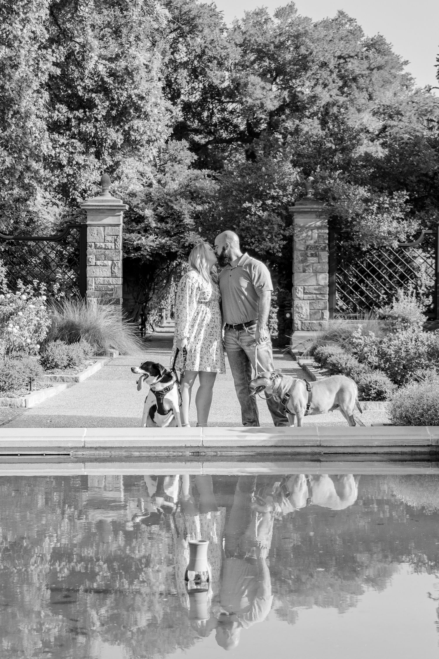 Couple’s dog adding personality to their proposal session