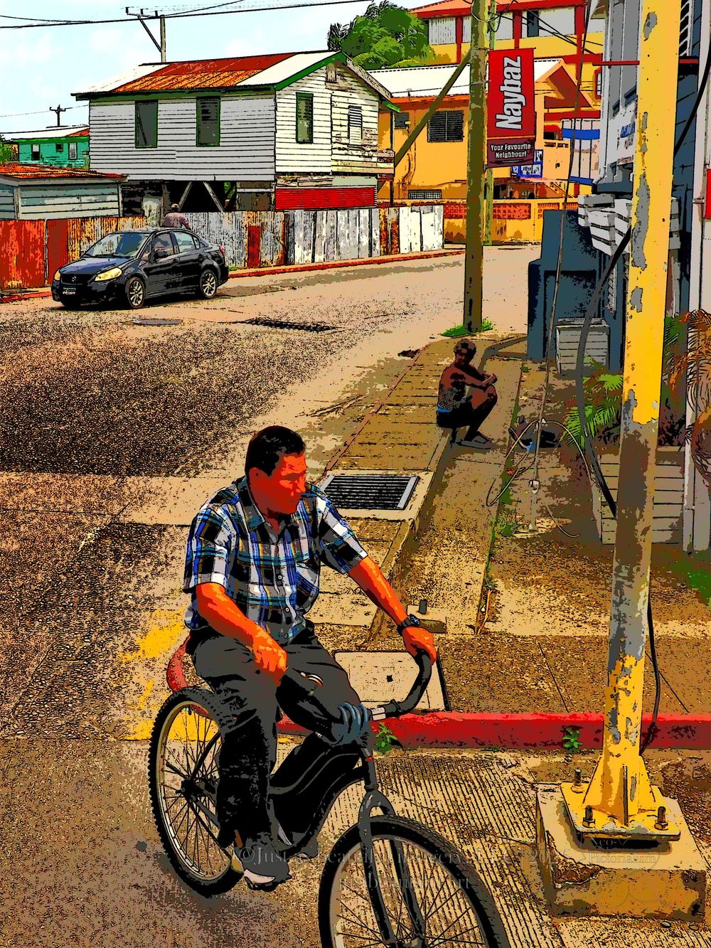 Neo-pictoralism photo of bicyclist in Belize.