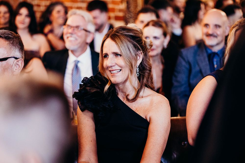 Emotional first look between bride and groom before ceremony