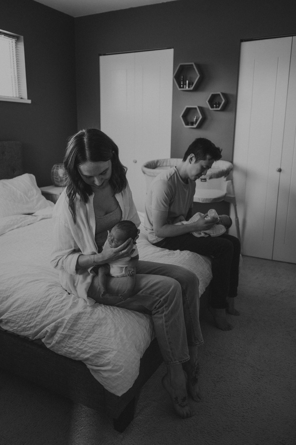 Lifestyle Photography by Marina Dams Indoors Newborn Twins Photoshoot Vancouver
