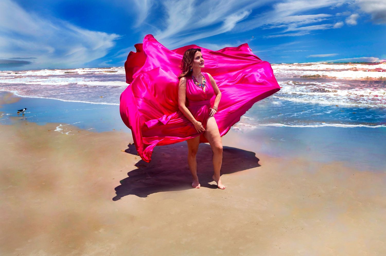 Specializing Flying Dress portraits, colorful, darker, bolder, Texas Photographer, Destination Photographer, San Antonio Photographer, Beach