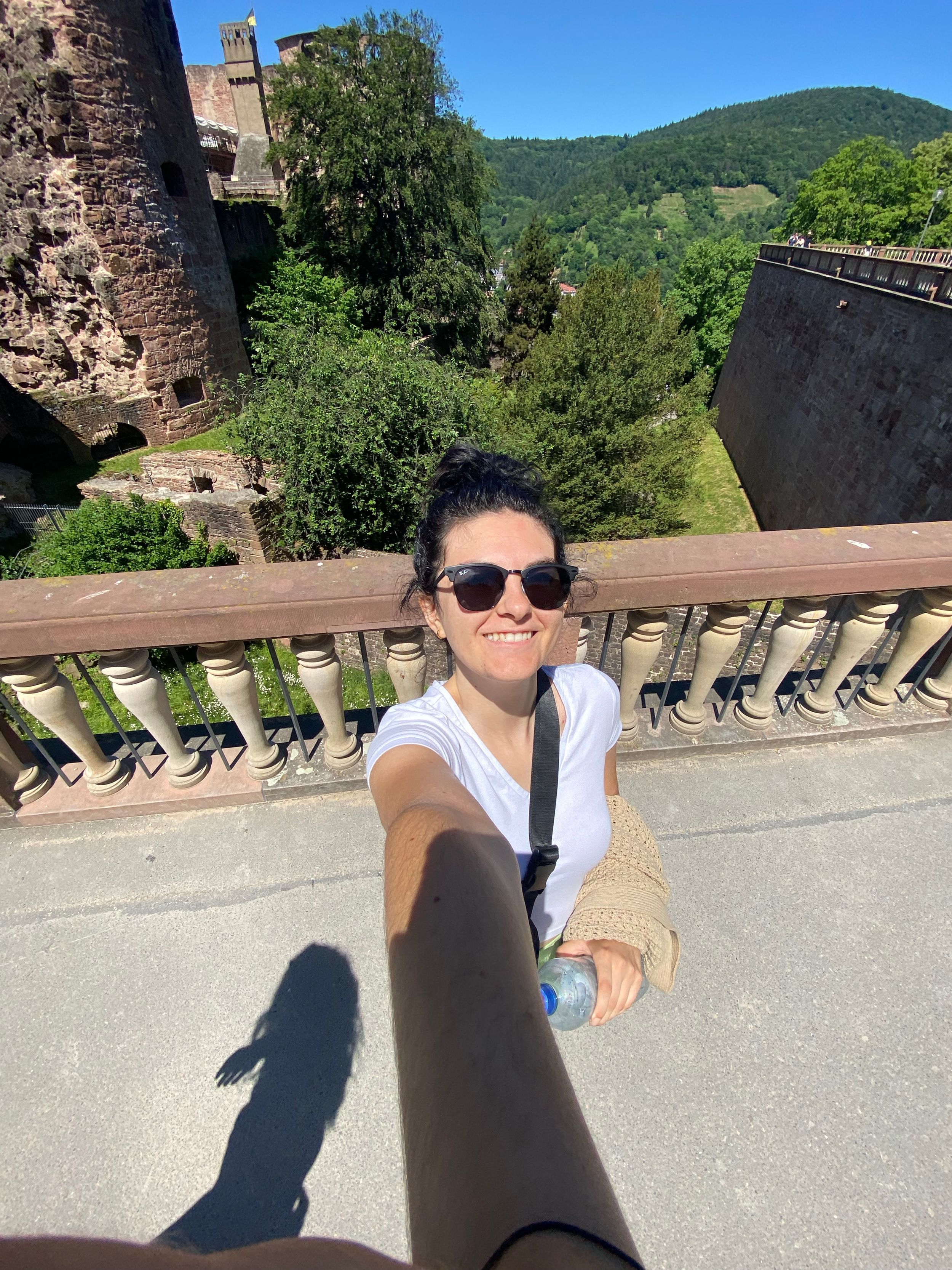 A selfie of Brenna at an old German castle