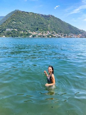 A photo of Brenna in the water in Como, Italy