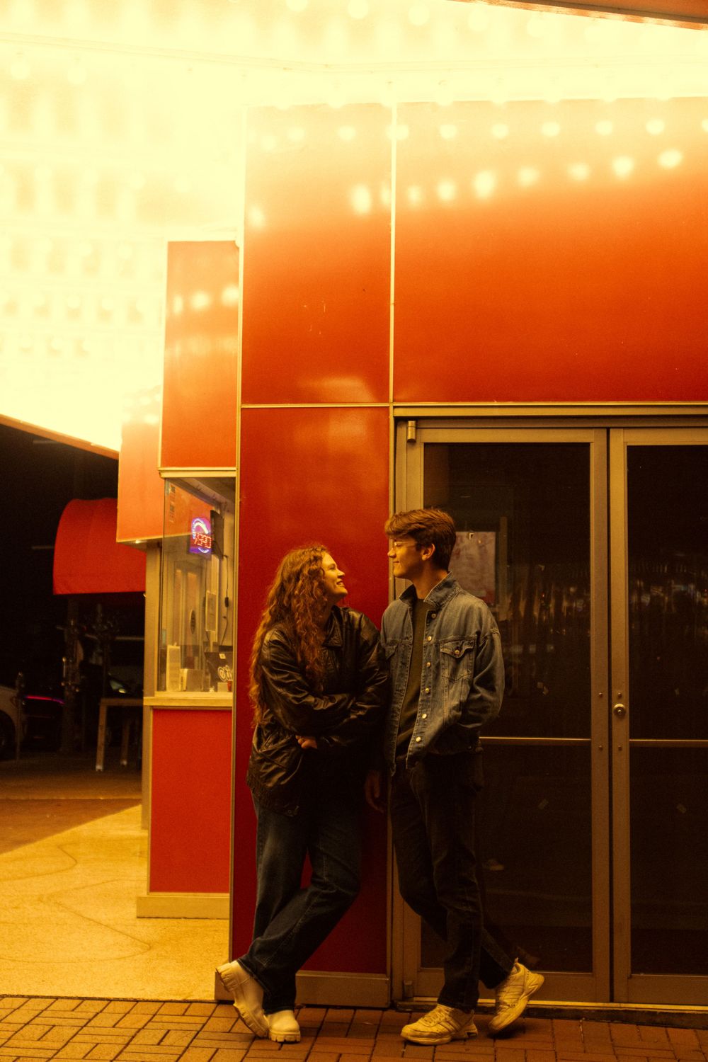 Vintage downtown under the lights couple theater