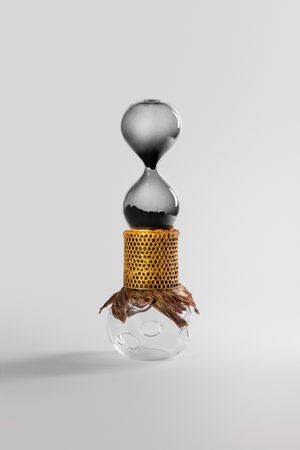 Studio photograph of a glass art piece by a Seattle glass artist