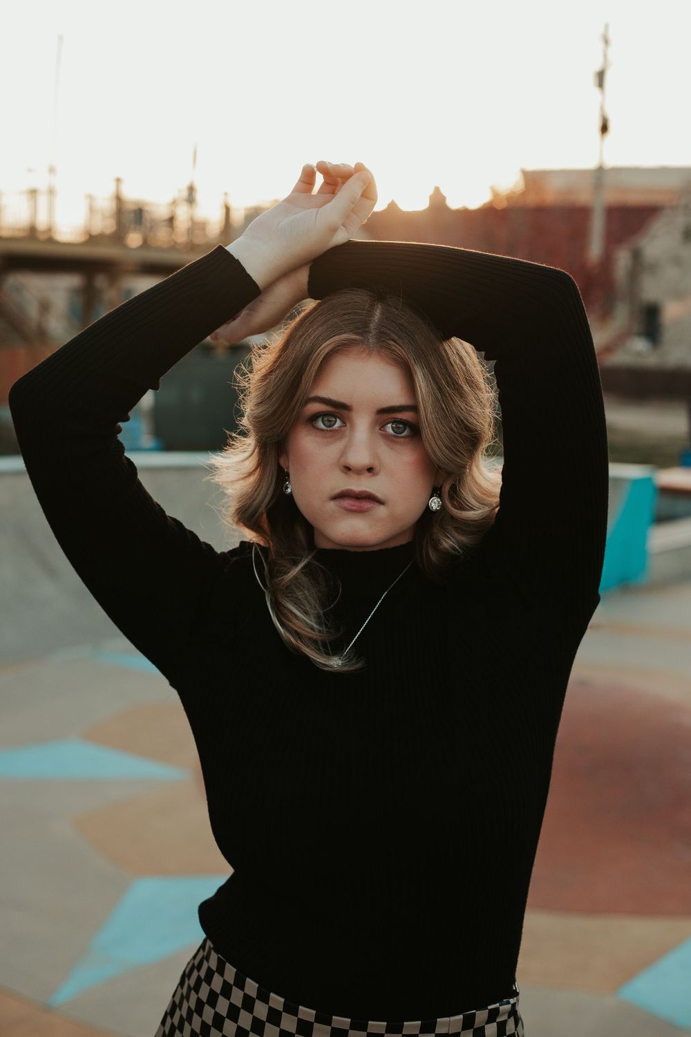 girl posing in a skate park