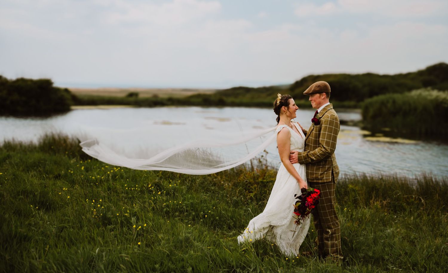 Lake view wedding , Dorset. Bridport wedding photographer